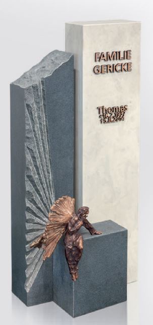 Bronzeschriftzug "Gericke", Grabschrift, Inschrift Grab