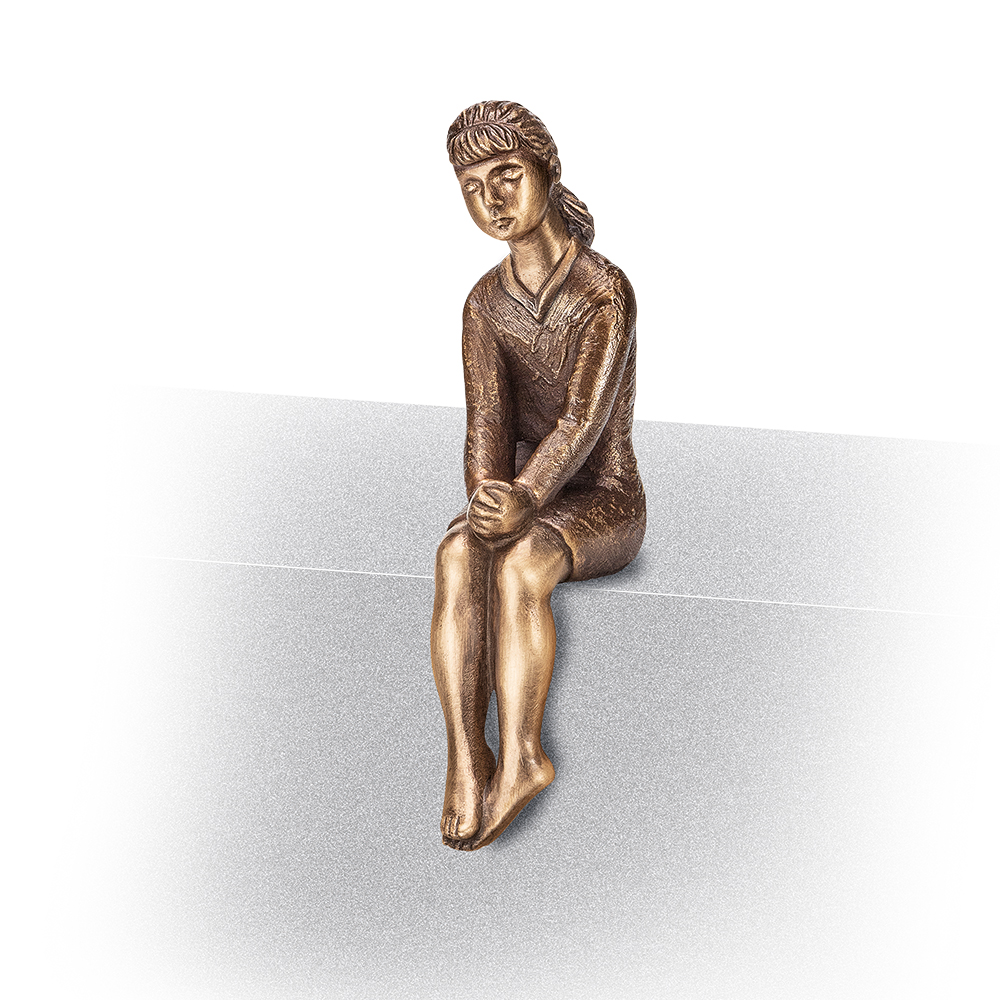 Mädchen, sitzend, Figur, Grab, Skulptur, Grabschmuck