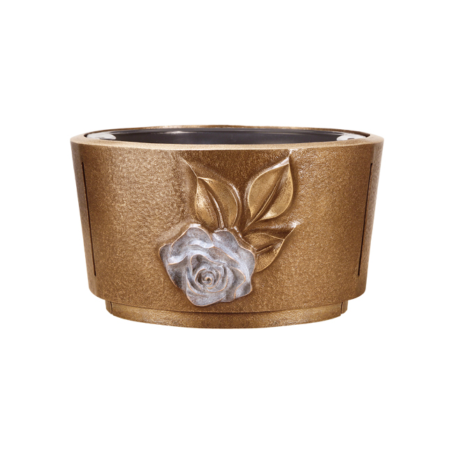 Grabschale, Pflanzschale, mit Rosenblüte, Blumenschale