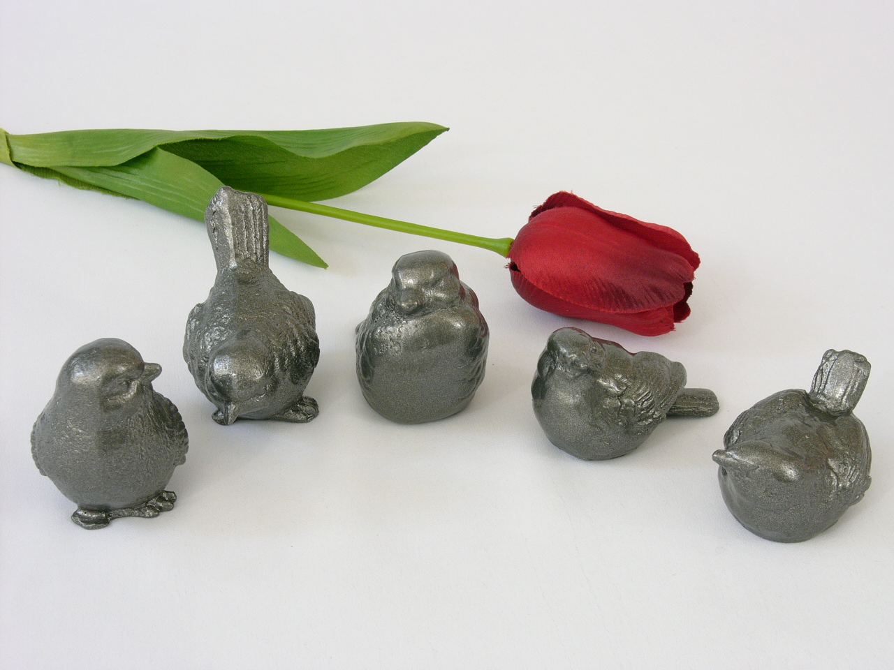 Sperlingsgruppe Bronze silberfarben