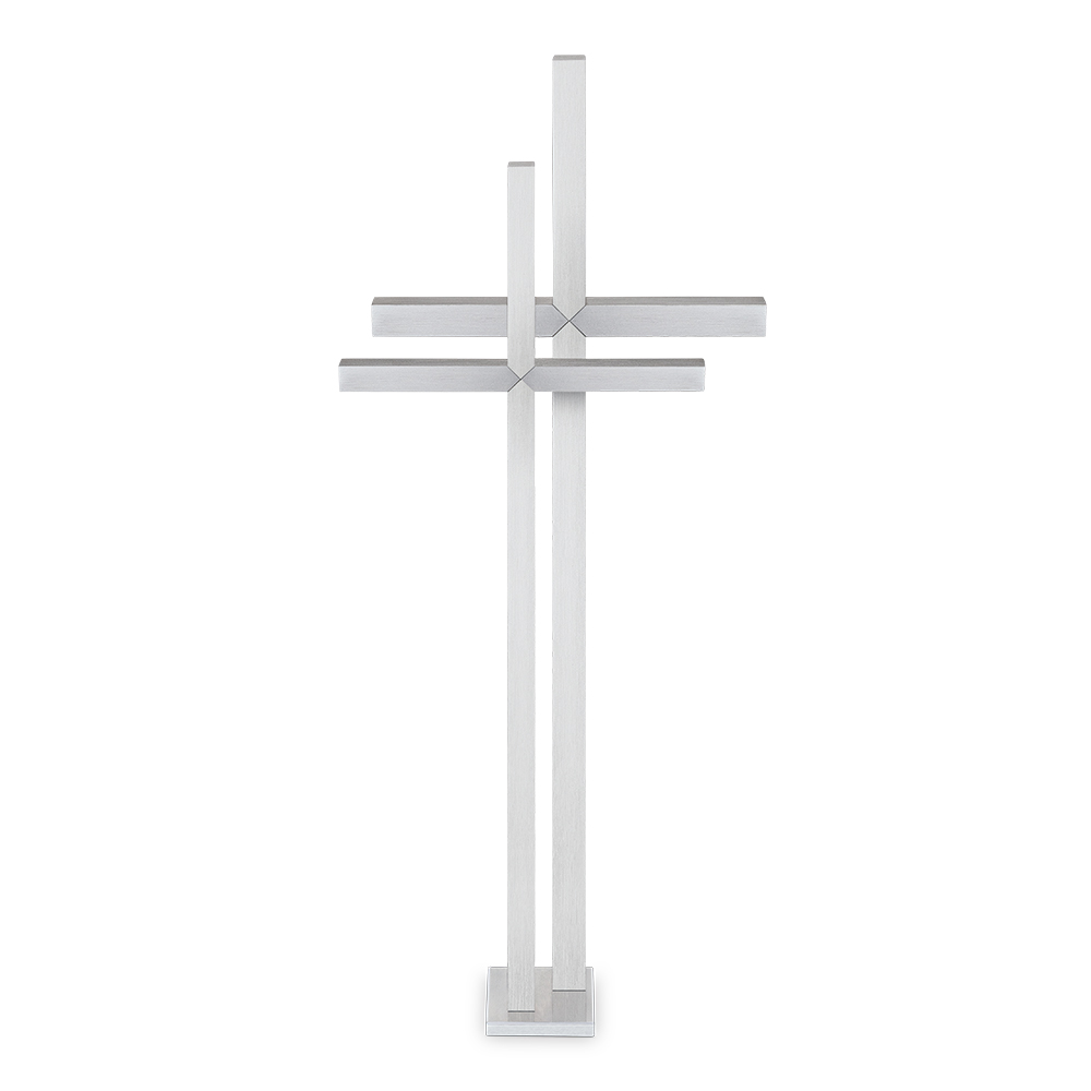 Doppelkreuz, Grabkreuz, Schattenkreuz, 3 Größen, Edelstahl