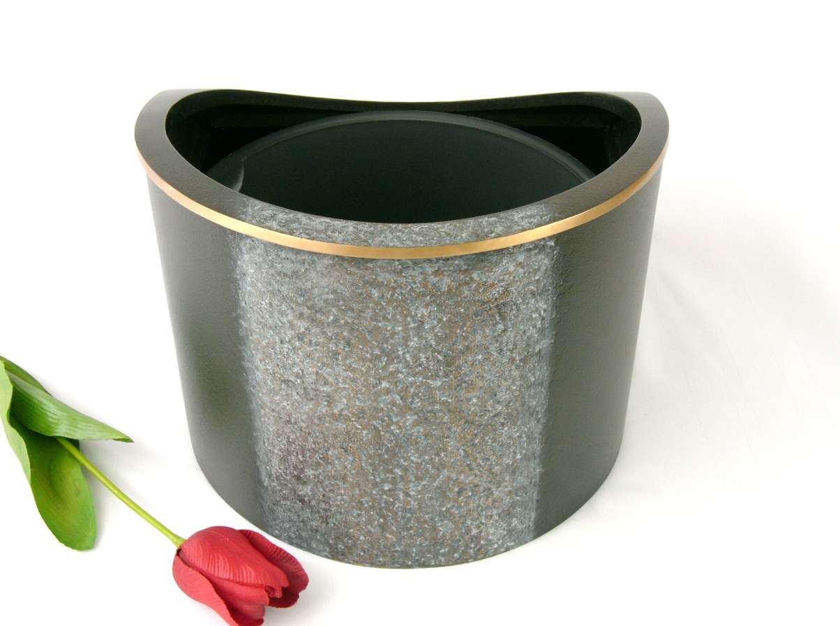 Schale mit Text, schwarz/ Ornament grau