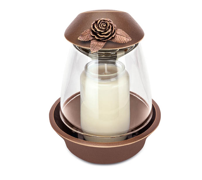 Grablaterne mit Rose, Bronze 
