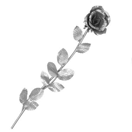 Edelstahl- Rose, Grabschmuck, Inox, Rosenzweig,