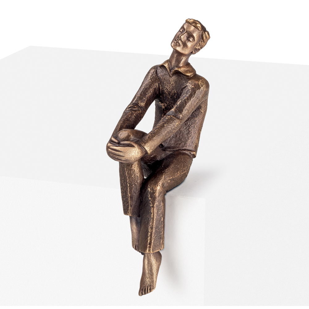 Mann, sitzend, Grabskulptur, Figur, Grabschmuck, Bronze oder Aluminium