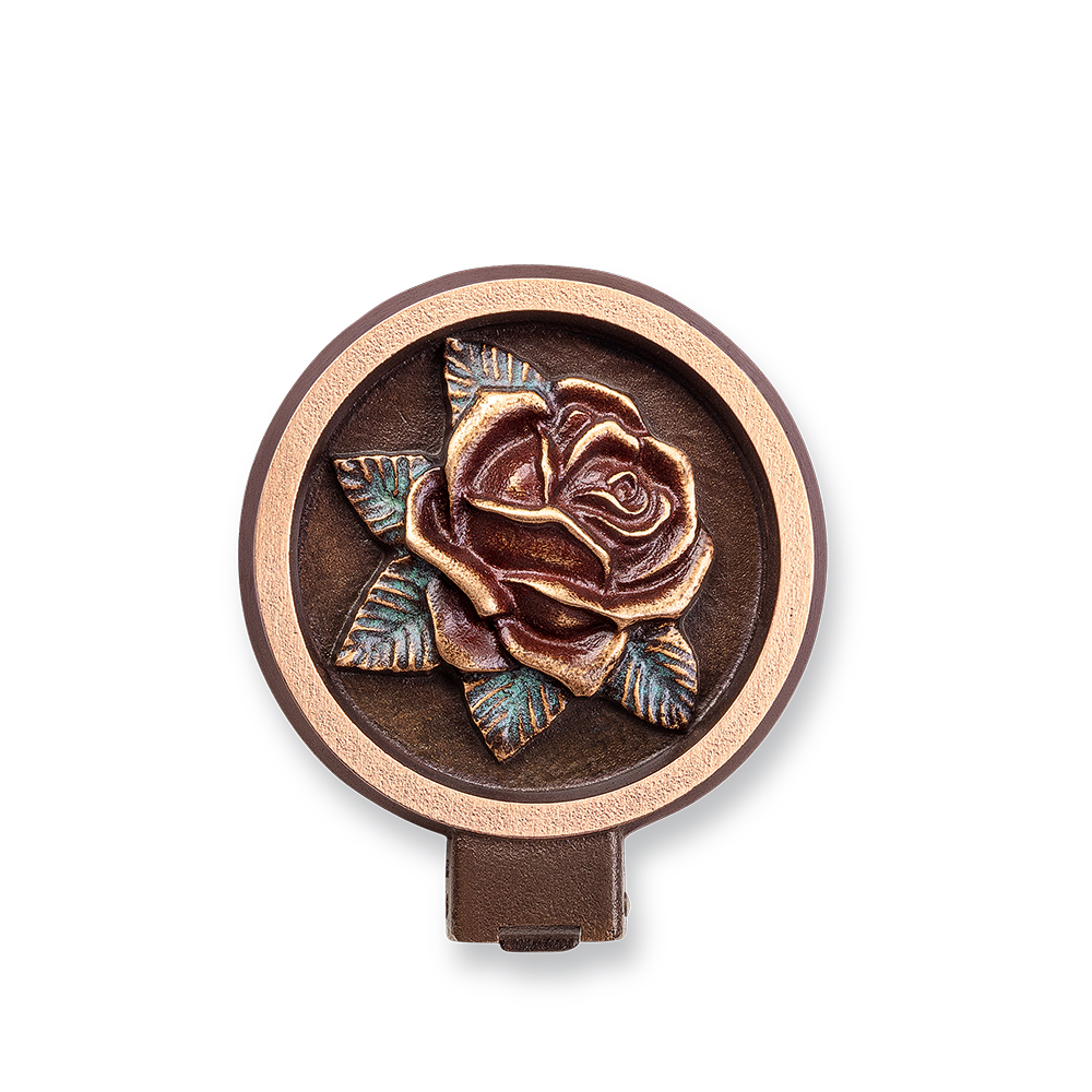 Urnenwandvase, Columbarium, klappbar, mit Rose