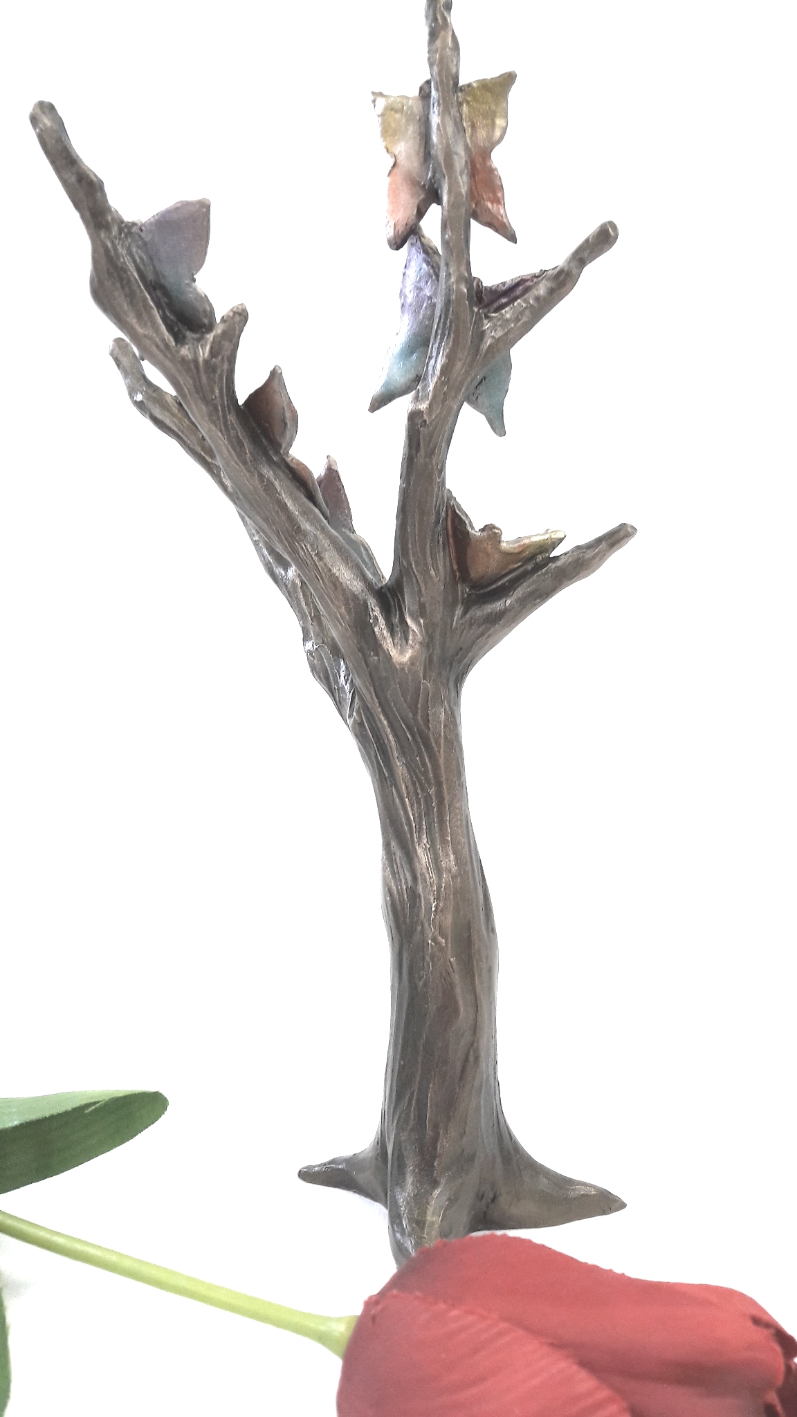 Grabschmuck, Baum mit Schmetterlingen Bronze 24 cm H