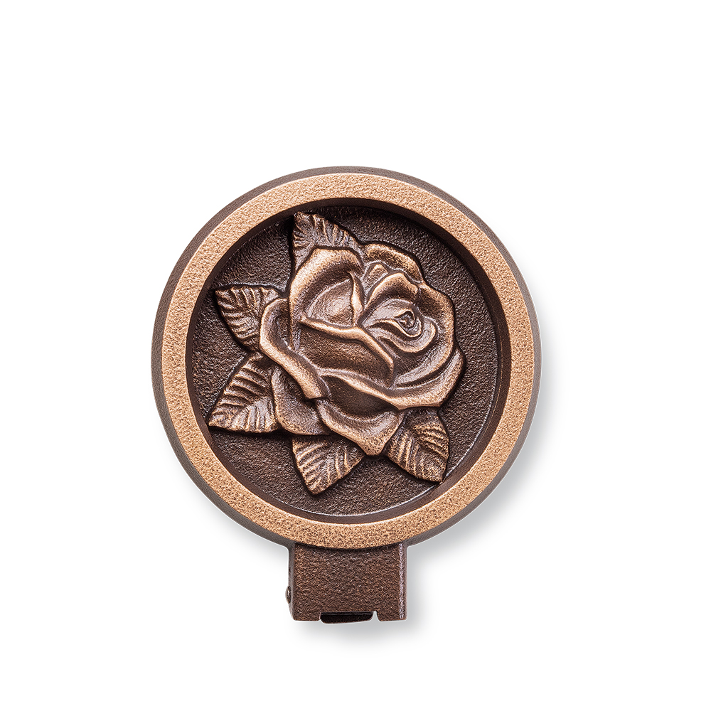 Urnenwandvase, Columbarium, klappbar, mit Rose