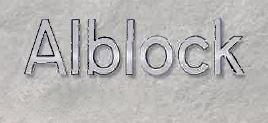 Buchstaben  "Alblock" aus Aluminium hell
