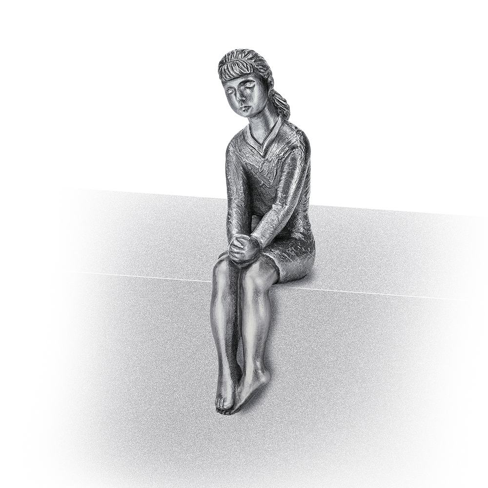 Mädchen, sitzend, Figur, Grab, Skulptur, Grabschmuck