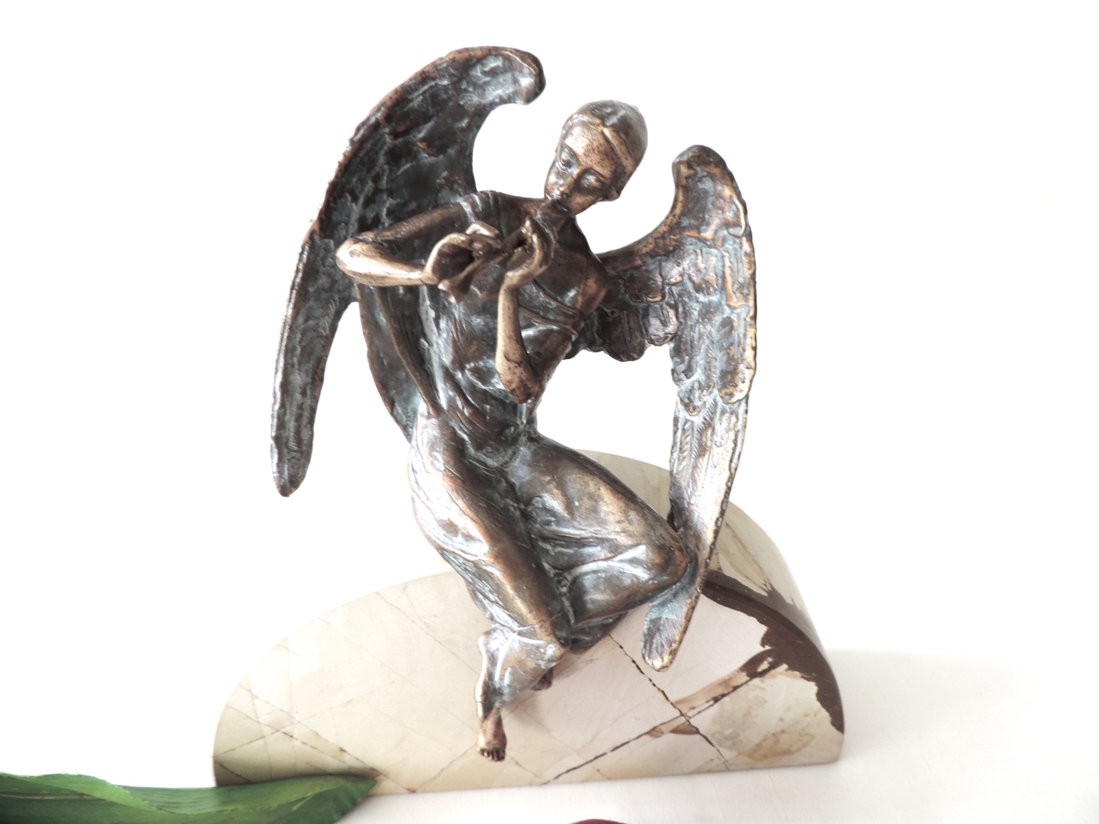 Engel mit Flöte, Grabschmuck, Bronze, Skulptur, Grab