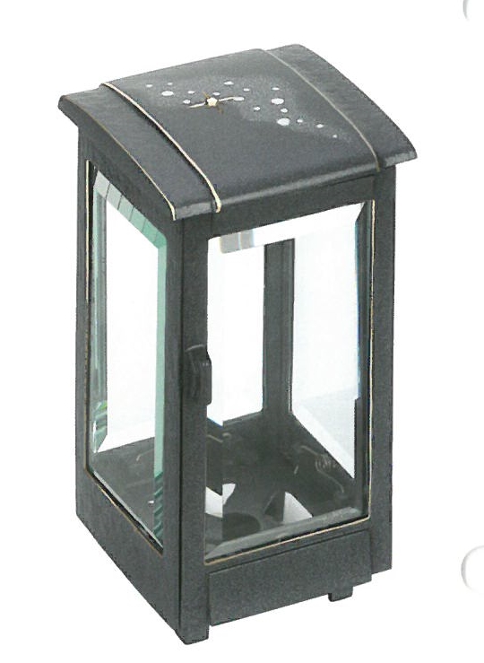 Grablaterne, mit farbigem Ornament, Grablampe, Grableuchte