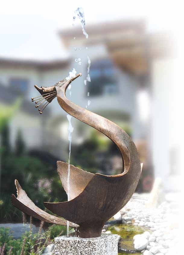 Reiher, Bronzeskuptur, Gartenkunst, Gustav Nonnenmacher